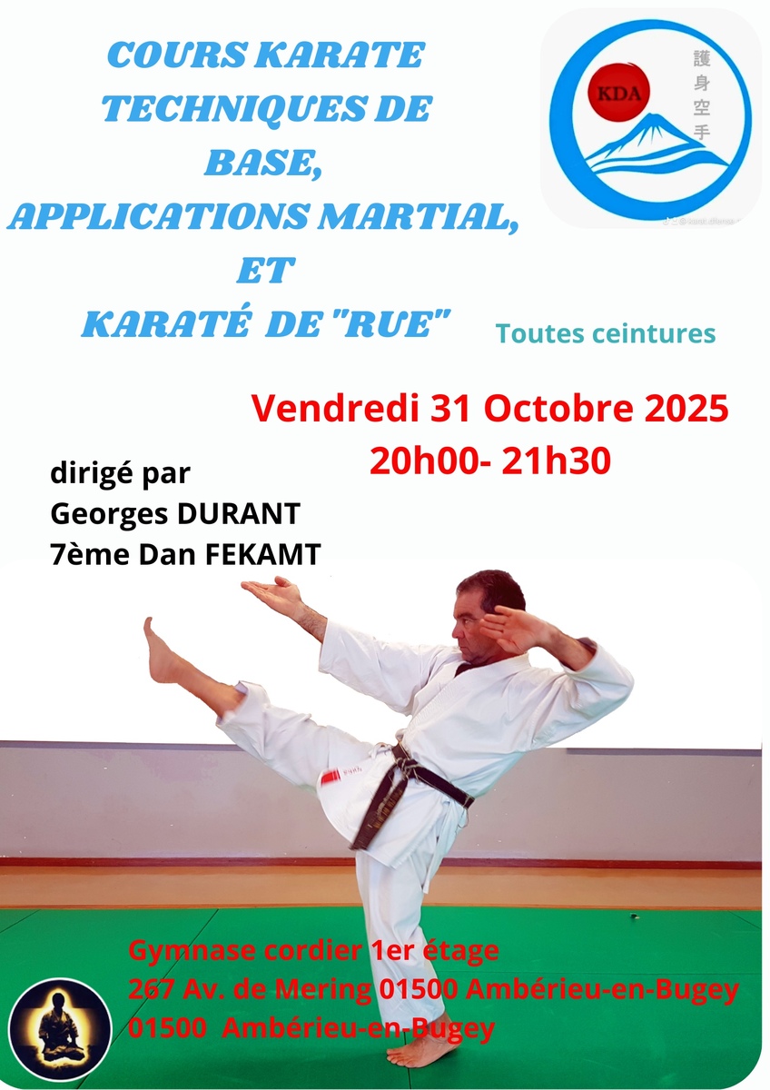 Stage technique de base et karate de rue, George durand , Amberieux en bugey